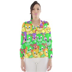 Cute Cartoon Crowd Of Colourful Kids Bears Wind Breaker (women) by Nexatart