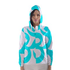 Hindu Om Symbol (cyan) Hooded Wind Breaker (women) by abbeyz71