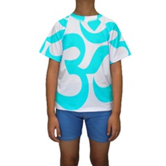 Hindu Om Symbol (cyan) Kids  Short Sleeve Swimwear by abbeyz71