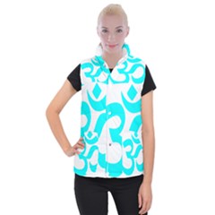 Hindu Om Symbol (cyan) Women s Button Up Puffer Vest by abbeyz71