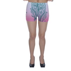 Toggle The Widget Bar Leaf Green Pink Skinny Shorts by Mariart