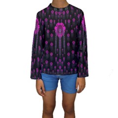 Wonderful Jungle Flowers In The Dark Kids  Long Sleeve Swimwear by pepitasart