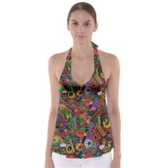 Monsters Colorful Doodle Babydoll Tankini Top by Nexatart