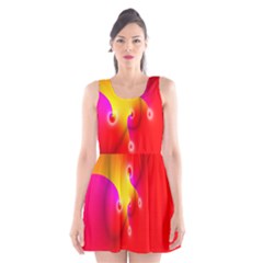 Complex Orange Red Pink Hole Yellow Scoop Neck Skater Dress by Mariart