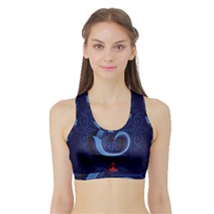 Marquis Love Dope Lettering Blue Red Alphabet E Sports Bra With Border