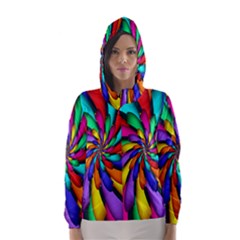Star Flower Color Rainbow Hooded Wind Breaker (women)