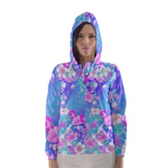 Flowers Cute Pattern Hooded Wind Breaker (women) by Nexatart