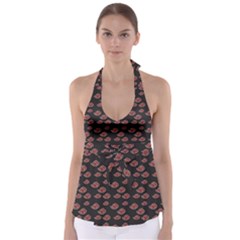 Cloud Red Brown Babydoll Tankini Top by Mariart