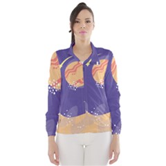 Planet Galaxy Space Star Polka Meteor Moon Blue Sky Circle Wind Breaker (women) by Mariart