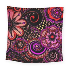 Sunset Floral Square Tapestry (large) by Nexatart