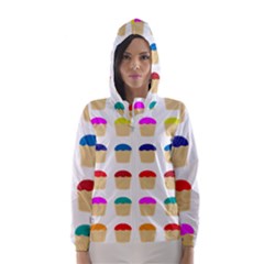 Colorful Cupcakes Pattern Hooded Wind Breaker (women) by Nexatart
