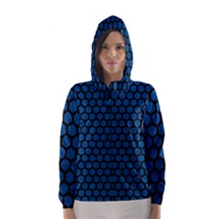 Blue Dark Navy Cobalt Royal Tardis Honeycomb Hexagon Hooded Wind Breaker (women) by Mariart