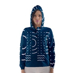 Parachute Water Blue Waves Circle White Hooded Wind Breaker (women) by Mariart