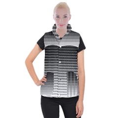 Triangle Black White Wave Chevron Women s Button Up Puffer Vest by Mariart