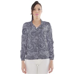 Grey Romantic Flower Pattern Denim Wind Breaker (women) by Ivana