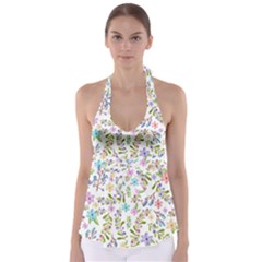 Twigs And Floral Pattern Babydoll Tankini Top by Coelfen