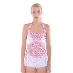 Mandala Pretty Design Pattern Boyleg Halter Swimsuit  by Nexatart