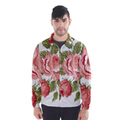 Flower Rose Pink Red Romantic Wind Breaker (men) by Nexatart