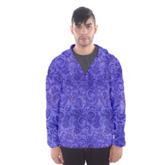 Vibrant Blue Romantic Flower Pattern Hooded Wind Breaker (men) by Ivana