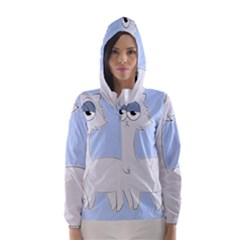 Grumpy Persian Cat Llama Hooded Wind Breaker (women) by Catifornia