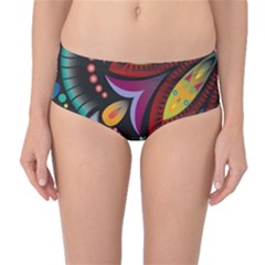 Flower Floral Sunflower Rose Color Rainbow Circle Polka Mid-waist Bikini Bottoms by Mariart