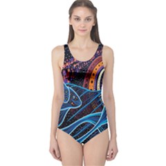 Fish Out Of Water Monster Space Rainbow Circle Polka Line Wave Chevron Star One Piece Swimsuit by Mariart