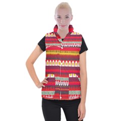 Fabric Aztec Red Line Polka Circle Wave Chevron Star Women s Button Up Puffer Vest by Mariart