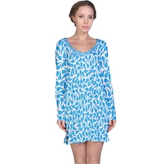 Pattern Blue Long Sleeve Nightdress by Mariart
