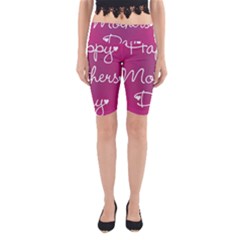 Valentine Happy Mothers Day Pink Heart Love Yoga Cropped Leggings by Mariart
