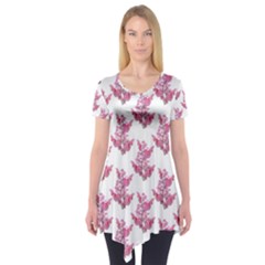 Colorful Cute Floral Design Pattern Short Sleeve Tunic  by dflcprintsclothing