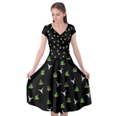 Cactus Pattern Cap Sleeve Wrap Front Dress by Valentinaart