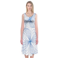 Blue Spirograph Pattern Drawing Design Midi Sleeveless Dress by Nexatart