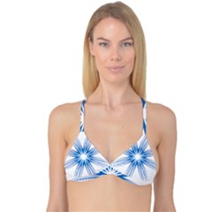 Blue Spirograph Pattern Circle Geometric Reversible Tri Bikini Top by Nexatart