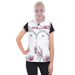 Flowers Twig Corolla Wreath Lease Women s Button Up Puffer Vest by Nexatart