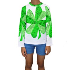St Patricks Day Shamrock Green Kids  Long Sleeve Swimwear by Nexatart