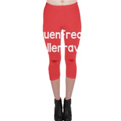 Frequent Travellers Red Capri Leggings  by Mariart