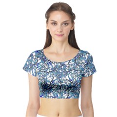 Modern Nouveau Pattern Short Sleeve Crop Top (tight Fit) by dflcprintsclothing