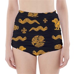 Aztecs Pattern High-waisted Bikini Bottoms by Valentinaart