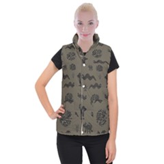 Aztecs Pattern Women s Button Up Puffer Vest by Valentinaart