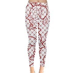 Transparent Decorative Lace With Roses Leggings  by Nexatart