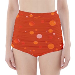 Decorative Dots Pattern High-waisted Bikini Bottoms by ValentinaDesign