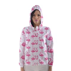 Pink Flamingos Pattern Hooded Wind Breaker (women) by Nexatart