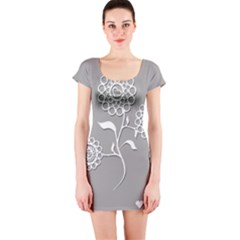 Flower Heart Plant Symbol Love Short Sleeve Bodycon Dress by Nexatart