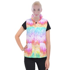 Rainbow Pontilism Background Women s Button Up Puffer Vest by Nexatart