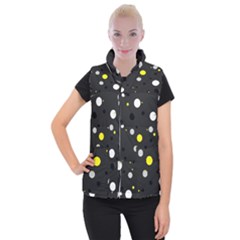 Decorative Dots Pattern Women s Button Up Puffer Vest by ValentinaDesign