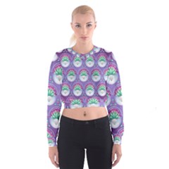 Background Floral Pattern Purple Cropped Sweatshirt by Nexatart