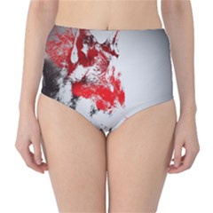 Red Black Wolf Stamp Background High-waist Bikini Bottoms