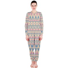 Blue And Pink Tribal Pattern Onepiece Jumpsuit (ladies)  by berwies