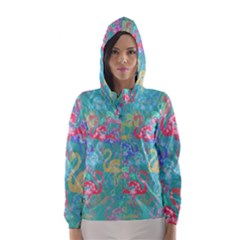 Flamingo Pattern Hooded Wind Breaker (women) by Valentinaart