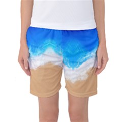 Sand Beach Water Sea Blue Brown Waves Wave Women s Basketball Shorts by Mariart